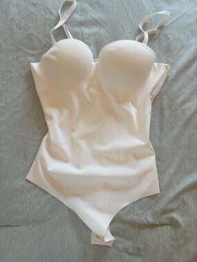 Seamless Ivory Strap Bodysuit with Built-In Cups